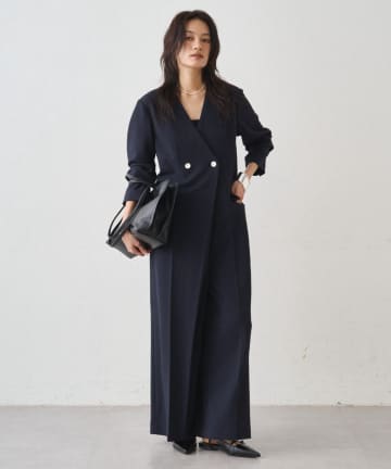 LOUNGEDRESS(ラウンジドレス) 【セレモニー対応可】【Atelier N5/アトリエヌメロサンク】ノーカラーオールインワン