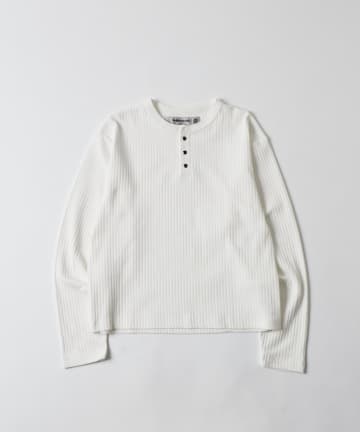 WHO’S WHO gallery(フーズフーギャラリー) 【Sourcream】 PEARL RIBBED HENLEY TOP