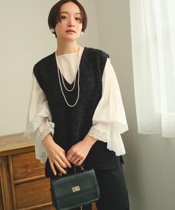 PUAL CE CIN(ピュアルセシン) ツィードライクニットベスト