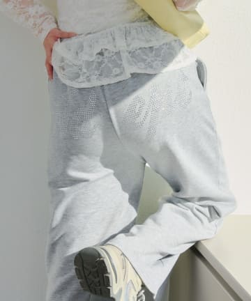 NICE CLAUP / OLIVE des OLIVE OUTLET(ナイスクラップ  / オリーブ デ オリーブ アウトレット) 【RMAF】バックロゴラインストーン付スウェットパンツ