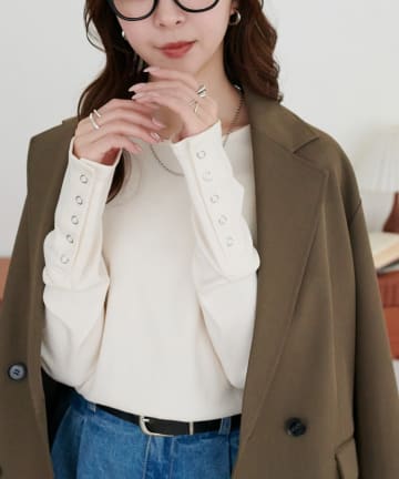 DISCOAT(ディスコート) 【SS先行予約】リブ袖口ボタンロングスリーブ《WEB限定カラーあり》