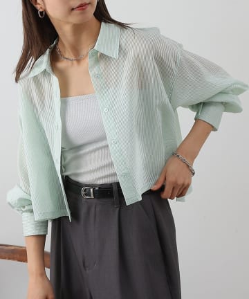 COLONY 2139(コロニー トゥーワンスリーナイン) 【リバイバル/新色追加】シアーストライプショートシャツ