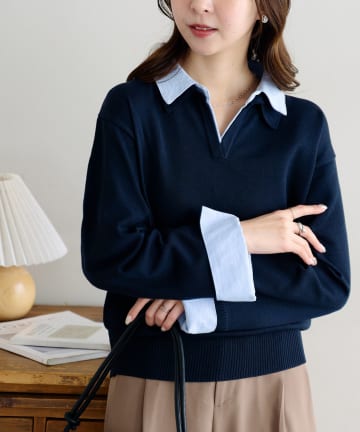 DISCOAT(ディスコート) 【SS先行予約】シャツレイヤード風プルオーバー