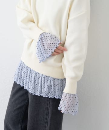 CIAOPANIC TYPY(チャオパニックティピー) フロッキードットチュールフリルトップス