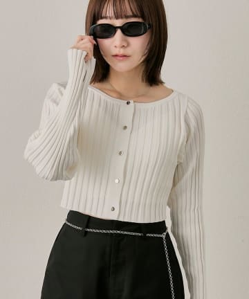 mline(エムライン) [mline]ロゴプレート リブカーディガン