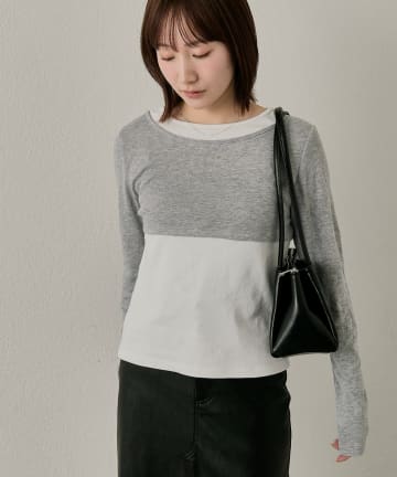 mline(エムライン) [mline]プレートロゴ レイヤードTシャツ