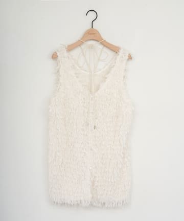 DISCOAT(ディスコート) 【umm.】チョーカー付きフェザーノースリチュニック