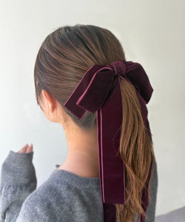 Lattice(ラティス) ベロアロングリボンバレッタ