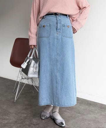 Chez toi(シェトワ) フロントポケットIラインデニムスカート