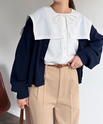 Chez toi(シェトワ) TRビック襟ブラウス