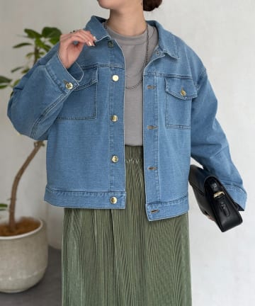 Chez toi(シェトワ) GLDボタン襟付きGジャン