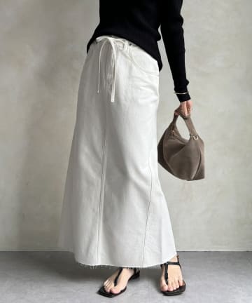 DOUDOU(ドゥドゥ) 【セットアップ可能】ベルト付デニムタイトスカート