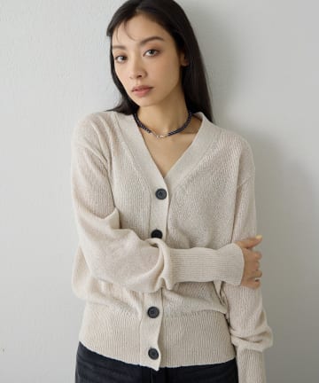 Whim Gazette(ウィム ガゼット) Vネックペーパーヤーンカーディガン