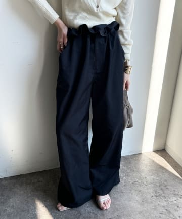 DOUDOU(ドゥドゥ) ウエスト折り返しギャザーパンツ