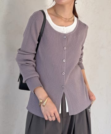 Thevon.(ゼヴォン) レイヤード風リブニットカーディガン
