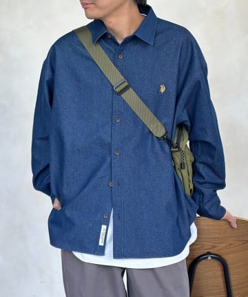 CPCM(シーピーシーエム) 【U.S. POLO ASSN.】1ポイント刺繍デニムシャツ