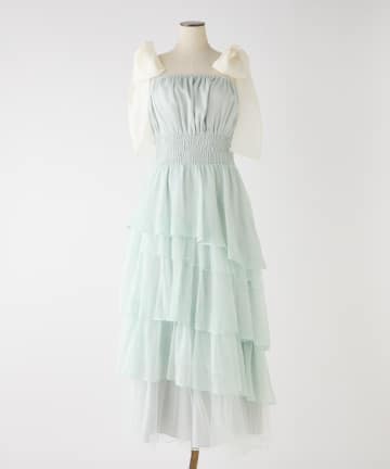 one after another NICE CLAUP(ワンアフターアナザー ナイスクラップ) 【premiumorder】肩リボンティアードキャミワンピ