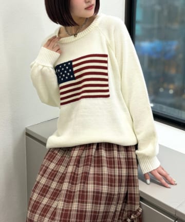 w closet(ダブルクローゼット) 星条旗ニット