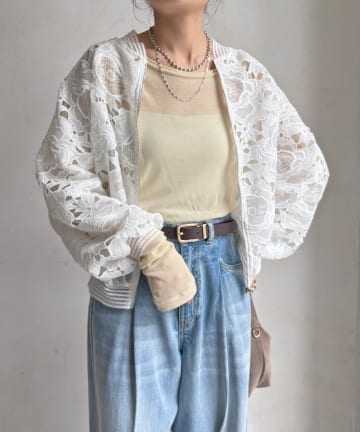 DOUDOU(ドゥドゥ) 【WEB限定】フラワーレースブルゾン