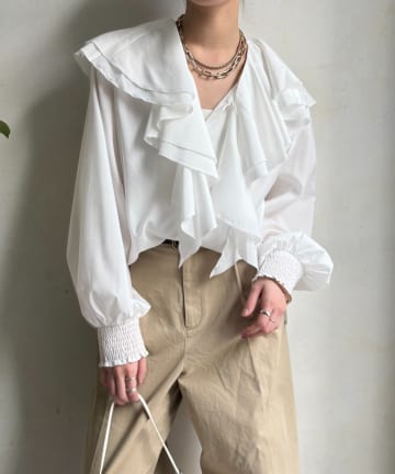 DOUDOU(ドゥドゥ) ラッフルブラウス