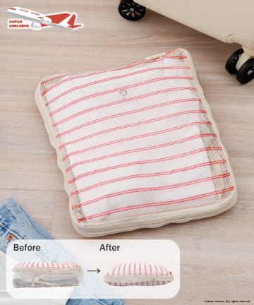 3COINS(スリーコインズ) 洗える収納ポーチ：M／JAPAN AIRLINES