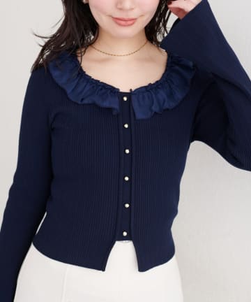 natural couture(ナチュラルクチュール) 異素材フリルニット