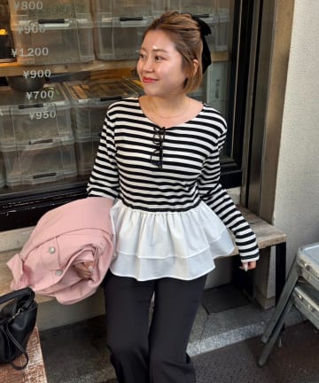 prose verse(プロズヴェール) 【MOMO】裾フリルドッキングトップス