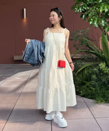 prose verse(プロズヴェール) 【MARIN】肩リボンティアードキャミワンピース