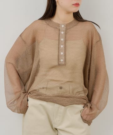 Kastane(カスタネ) 【WHIMSIC】シアーボーダーヘンリーネックプルオーバー