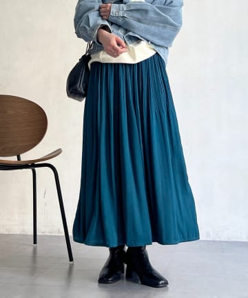 Croisiere(クロジエール) ヴィンテージサテンプリーツスカート