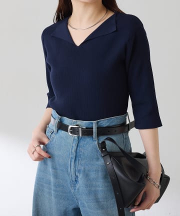 COLLAGE GALLARDAGALANTE(コラージュ ガリャルダガランテ) 【二の腕カバー◎】ハーフスリーブコンパクトニット