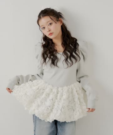 Chico(チコ) 【SALON by Chico】パワショルローズペプラムニット