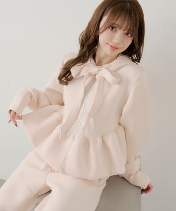 Chico(チコ) 【SALON by Chico/セットアップ対応】太リボンペプラムジップスウェット