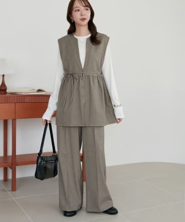 DISCOAT(ディスコート) 【新色追加!/WEB限定】ロンT付深Vベストセットアップ