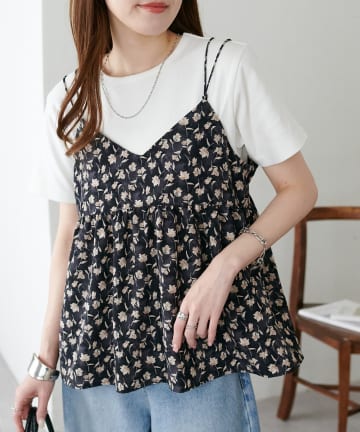DISCOAT(ディスコート) 【WEB限定】花柄Vネックキャミ