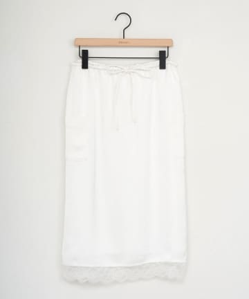 DISCOAT(ディスコート) 【umm.】ヒゲレースクラッシュサテンミドルスカート