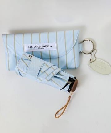 BIRTHDAY BAR(バースデイバー) 〈遮光・UVカット率100％〉ストライプ 晴雨兼用 折りたたみ傘 ポーチ付き