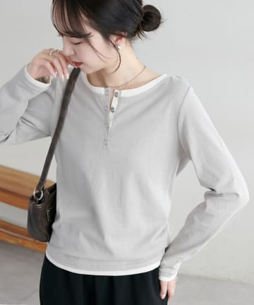 DISCOAT(ディスコート) 【WEB限定】レイヤードヘンリーネックロンT