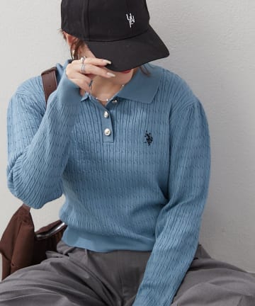 Remind me and forever(リマインドミーアンドフォーエバー) 【U.S. POLO ASSN. ×RMAF】ケーブルポロニットプルオーバー