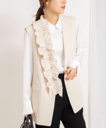 NOLLEY'S(ノーリーズ) 《セットアップ対応》ウォッシャブルジョーゼットフリル付きマルチWAYジレ