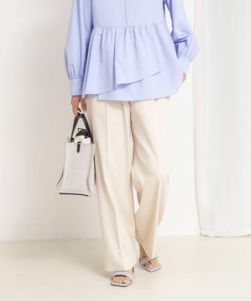 NOLLEY'S(ノーリーズ) 《セットアップ対応》ウォッシャブルジョーゼットタックパンツ