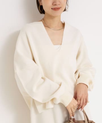 NOLLEY'S(ノーリーズ) 《手洗い可能》《アンサンブル対応》スウェットライクニットプルオーバー