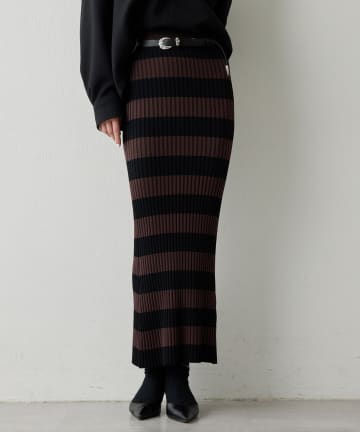 Whim Gazette(ウィム ガゼット) ボーダーニットフィットスカート