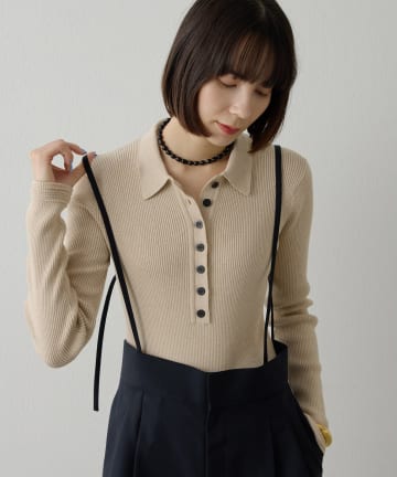 Whim Gazette(ウィム ガゼット) ニットポロボディスーツ