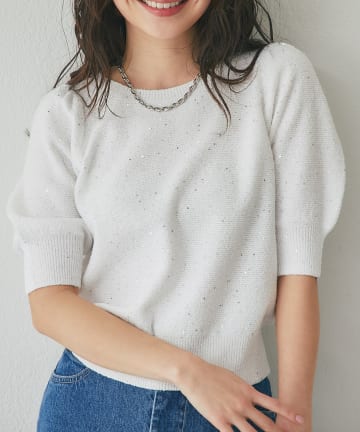 La boutique BonBon(ラブティックボンボン) ブークレスパンコールパフスリーブニット