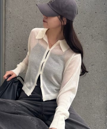 COLONY 2139(コロニー トゥーワンスリーナイン) ループボタン衿付きカーディガン