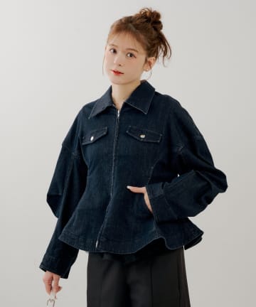 Chico(チコ) 【SALON by Chico】デニムペプラムジャケット
