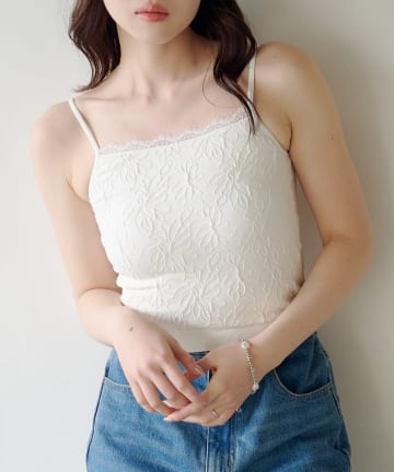 Kastane(カスタネ) 【2026SSカタログ/5色展開】カップ付きフラワージャガードキャミ