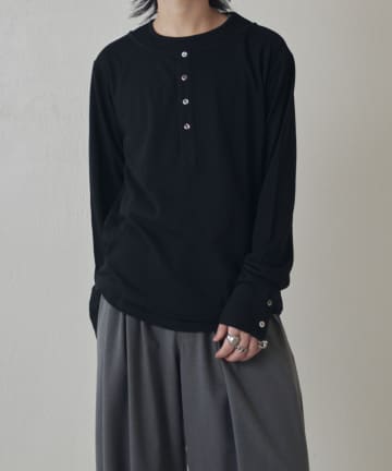 Lui's(ルイス) レイヤードヘンリーネックロングスリーブTシャツ