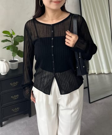 prose verse(プロズヴェール) シアーリブニットカーディガン